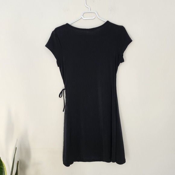 Vintage 90's Black Faux Warp Dress - Picture 6 of 6